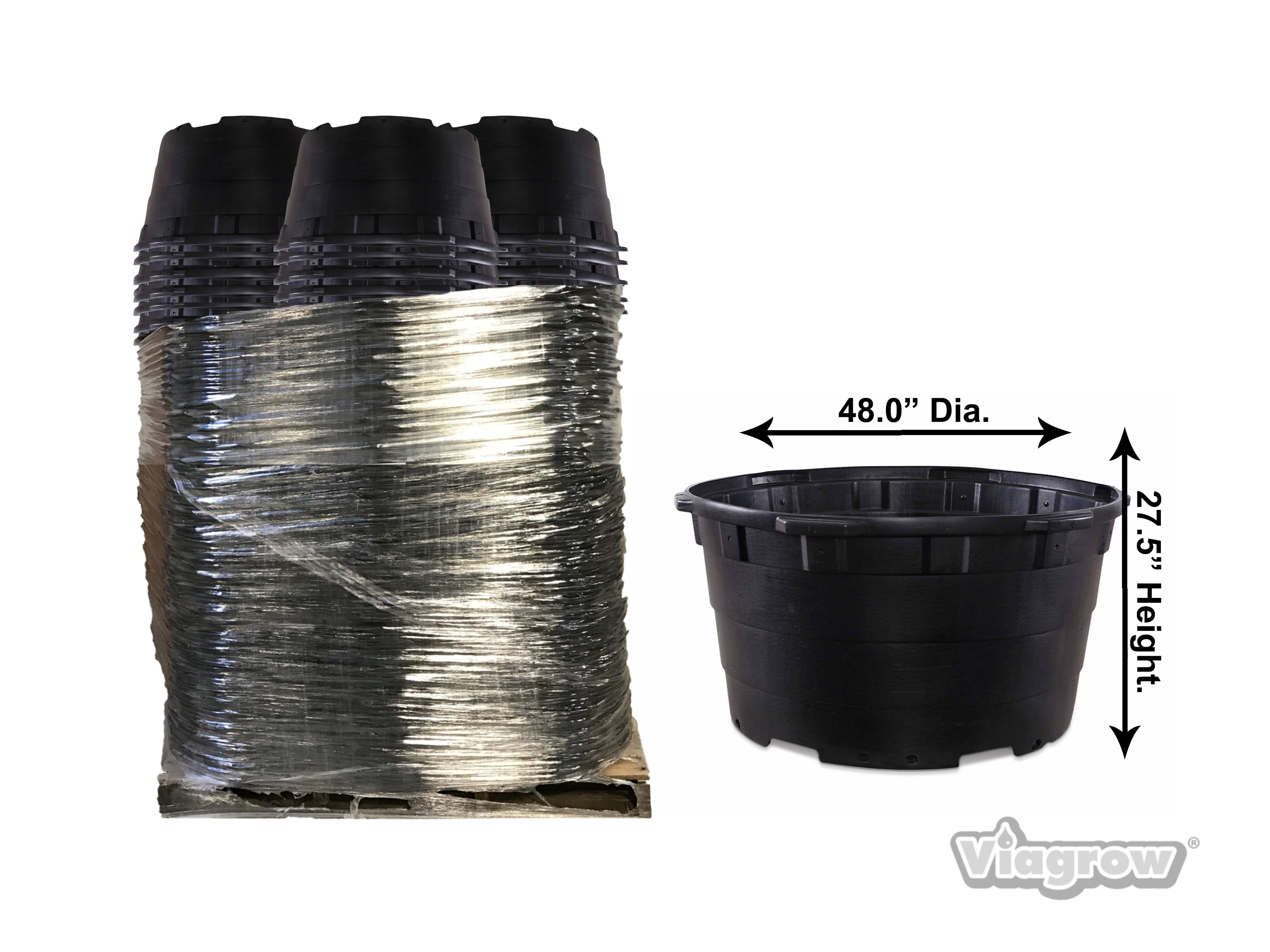 Viagrow 200 Gallon Round Plastic Plant Pot Pallet (Pallet of 40)