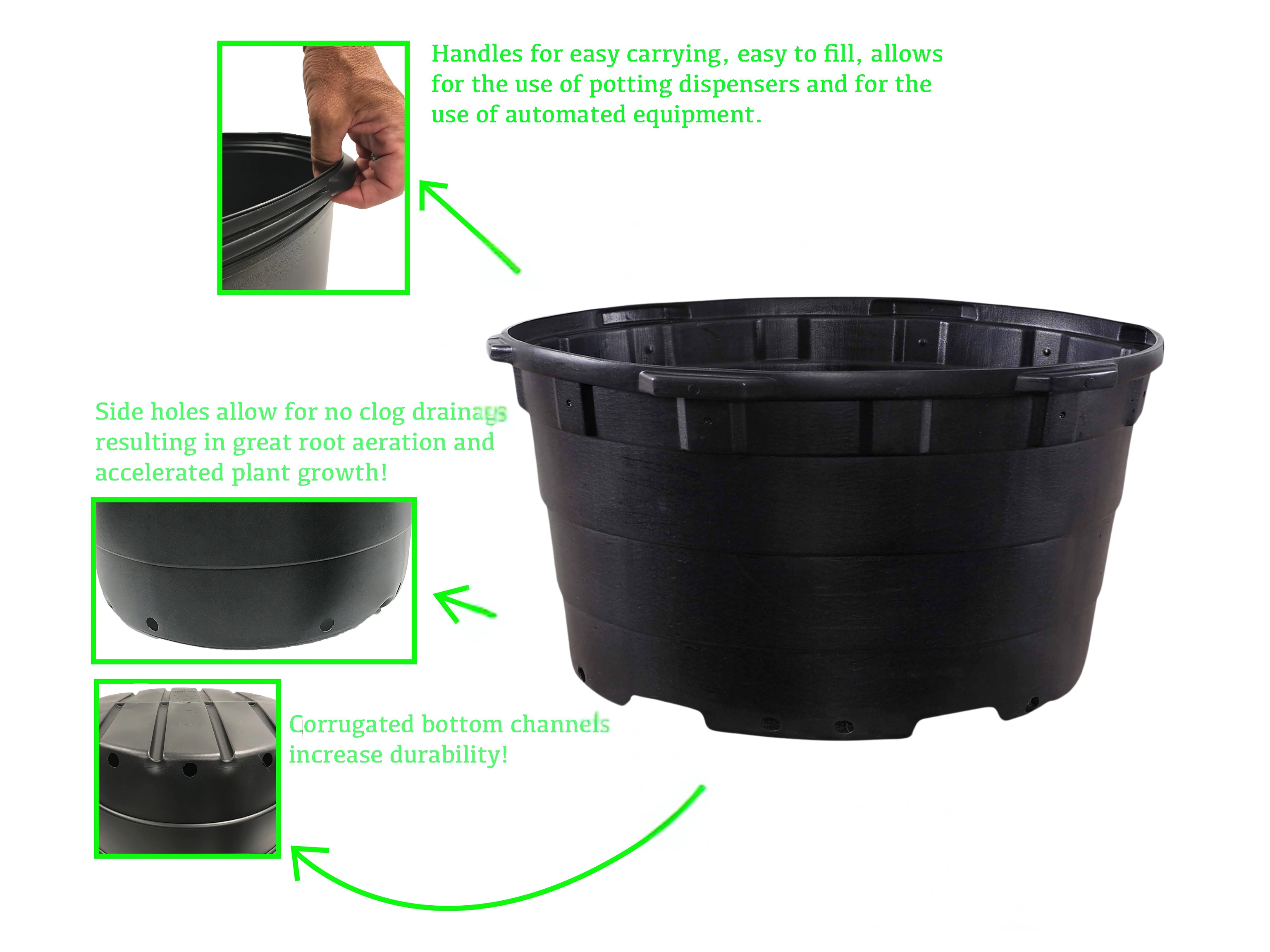 Viagrow 300 Gallon Round Plastic Plant Pot Pallet (Pallet of 25)