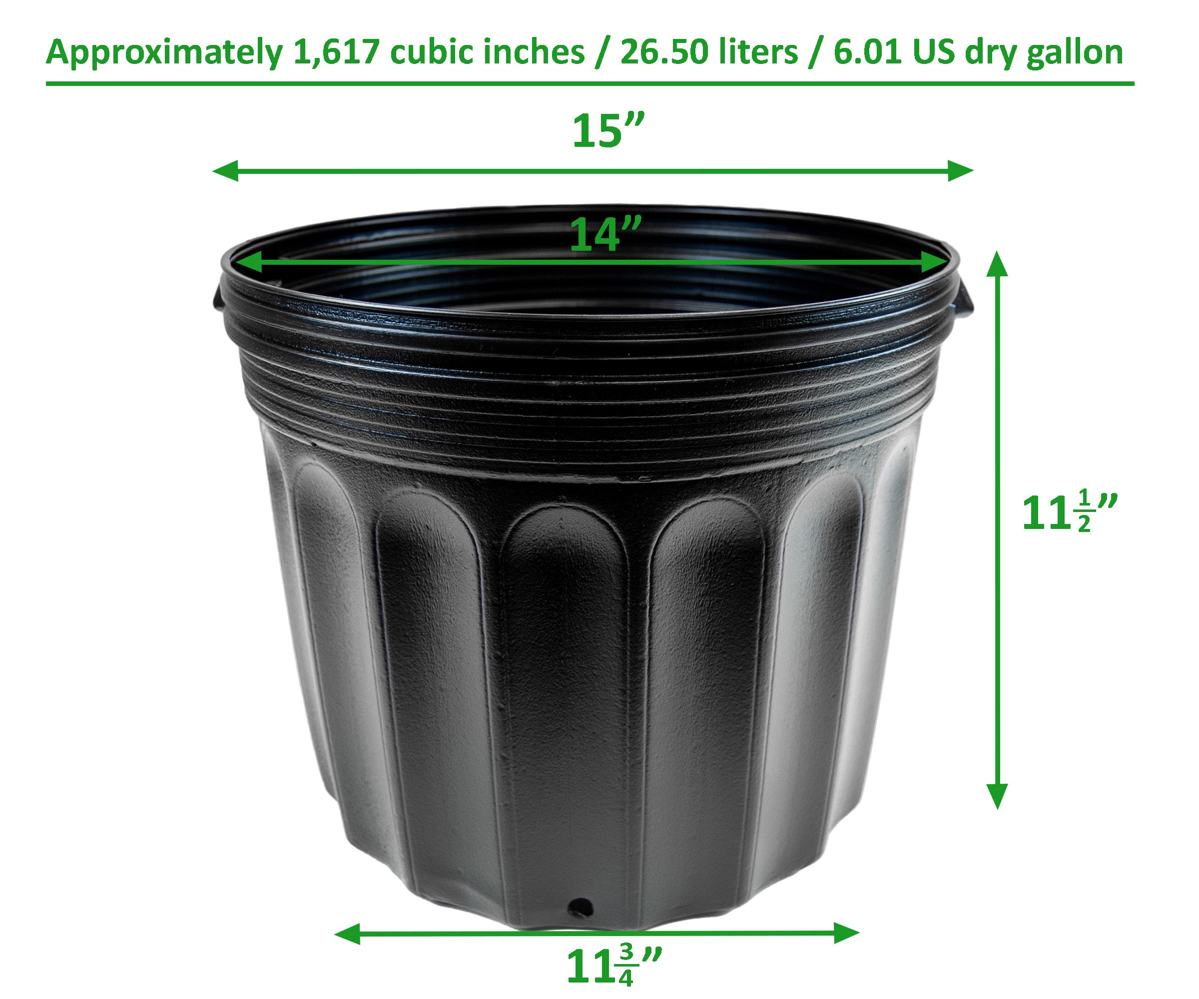 7 gallons. 11,74 po x 11,5 po Pots commerciaux de jardinage de pépinière en plastique (palette de 1440 unités)