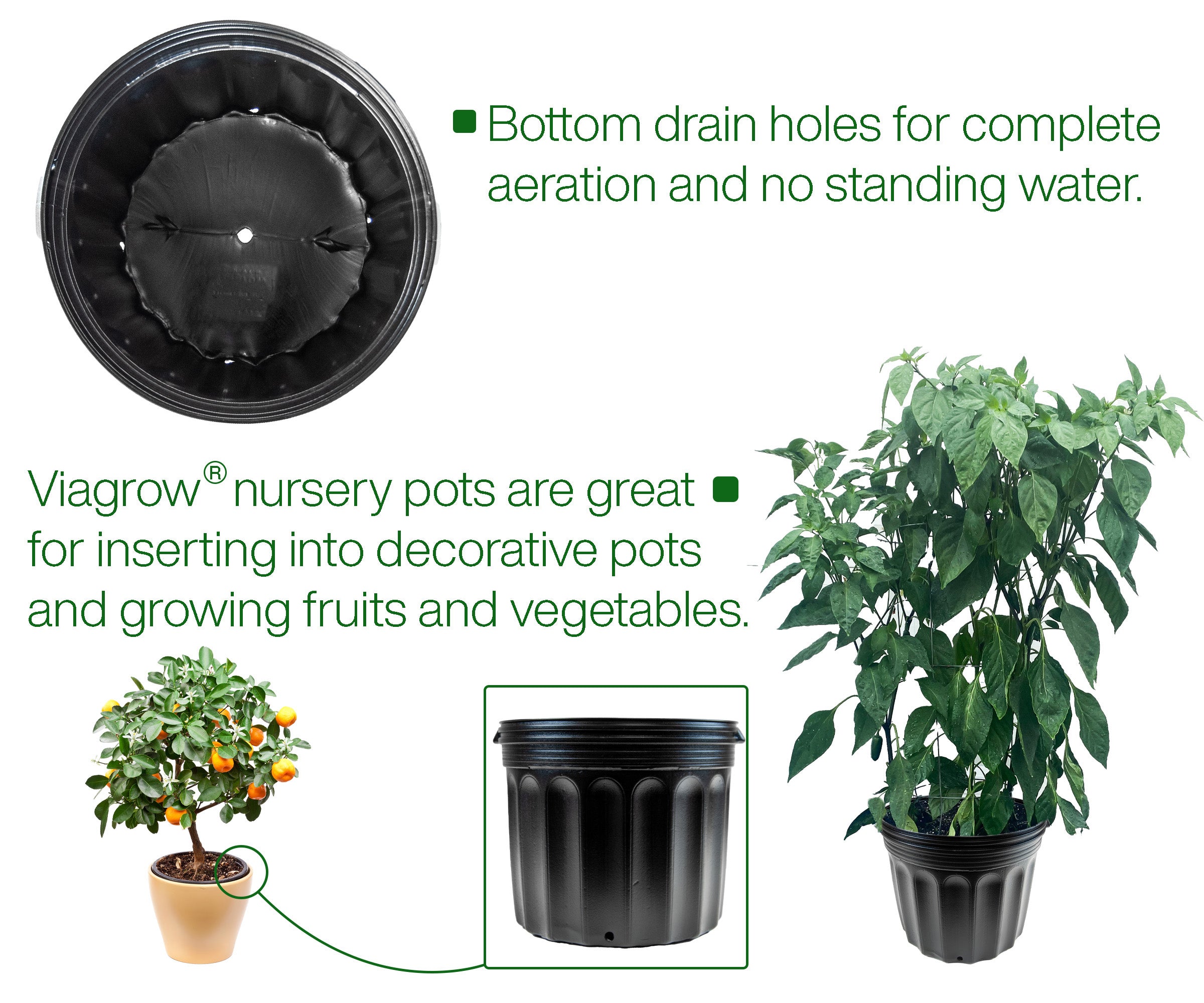 Viagrow 7 Gallon Nursery Pot with 14" Saucer