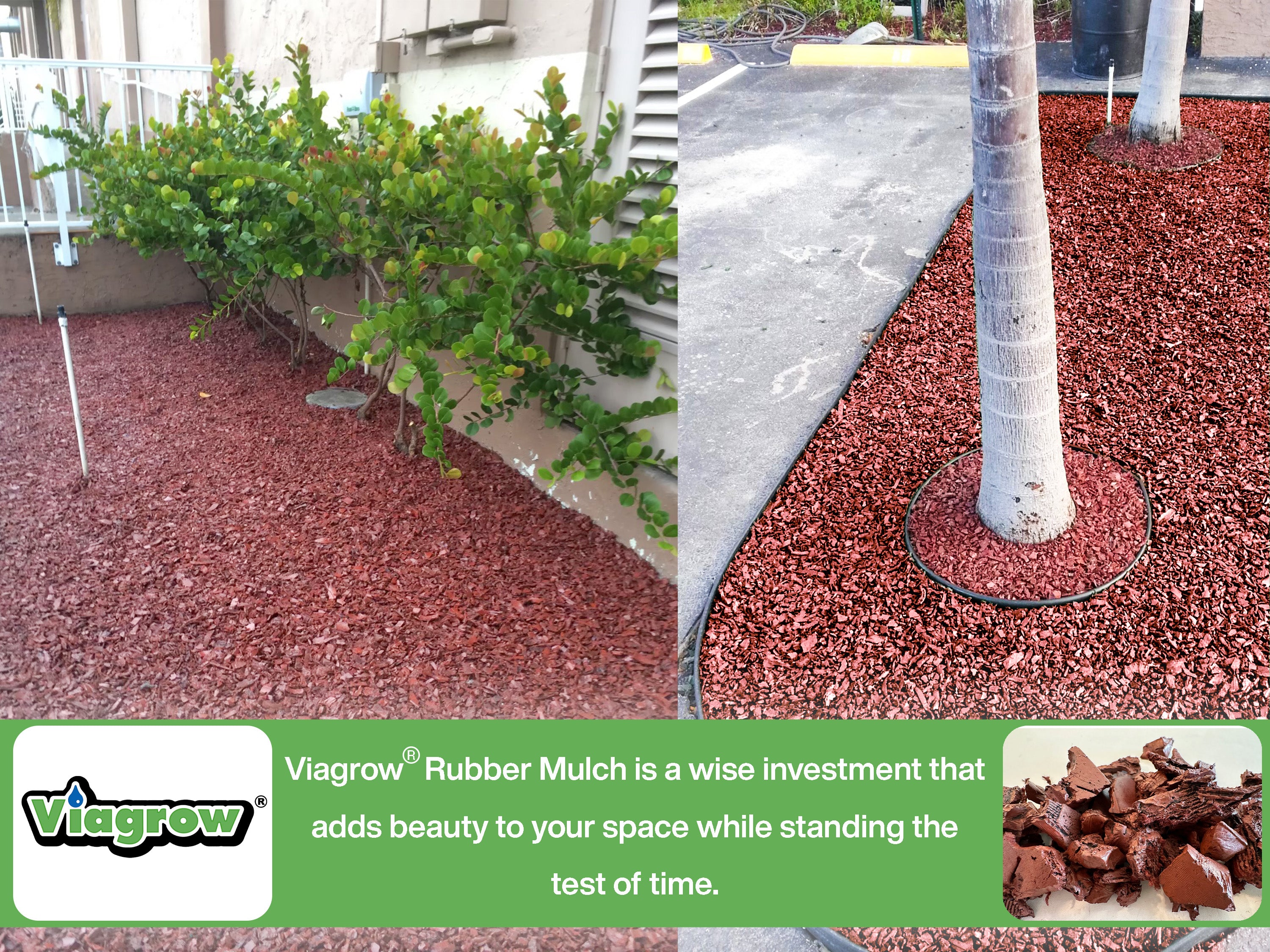 Viagrow Red Rubber Playground & Landscape Mulch, 75 cf pallet / 50 bags 1.5cf each / 2.77 Cubic Yards / 2000lbs