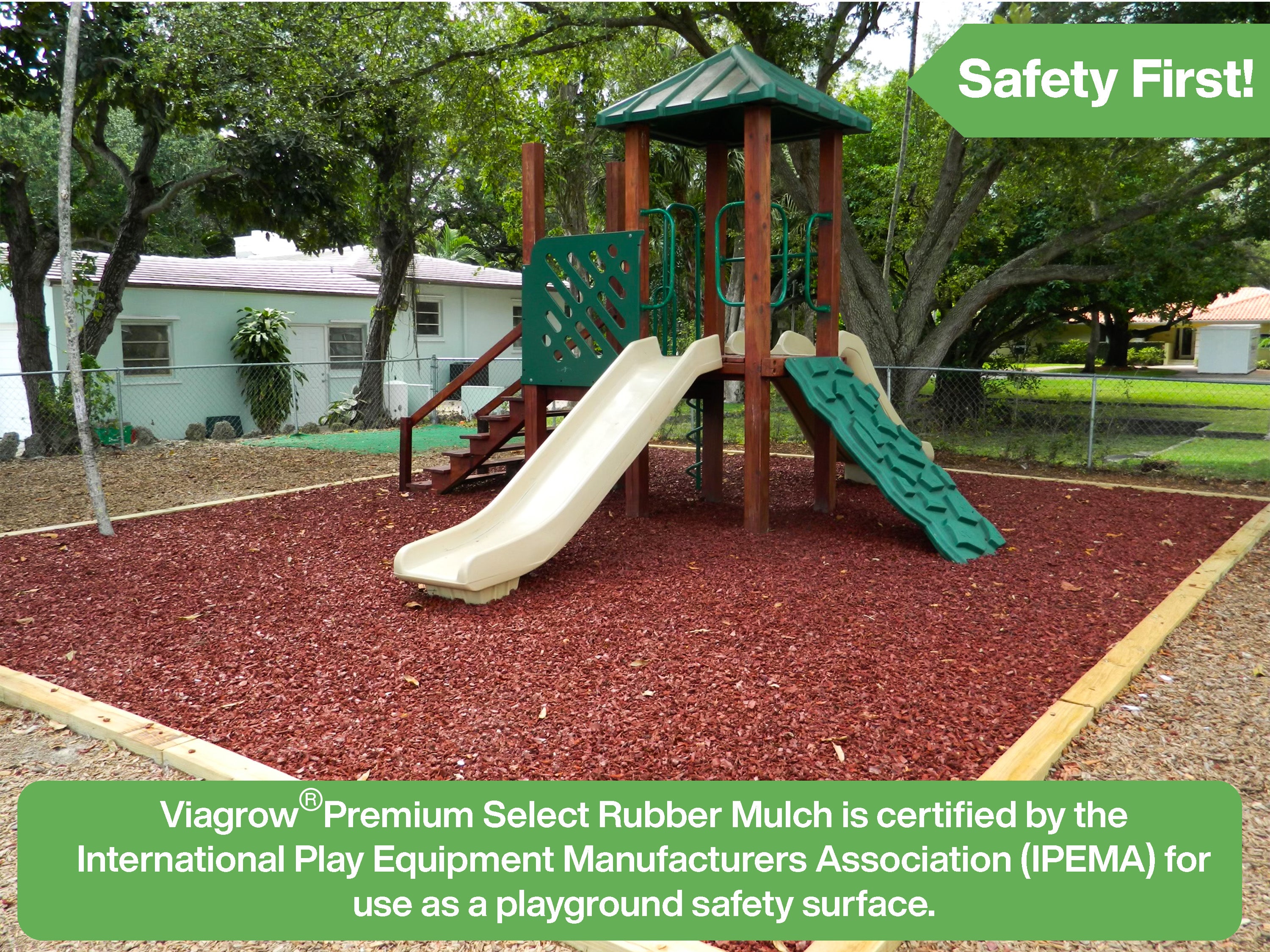 Viagrow Red Rubber Playground & Landscape Mulch, 75 cf pallet / 50 bags 1.5cf each / 2.77 Cubic Yards / 2000lbs