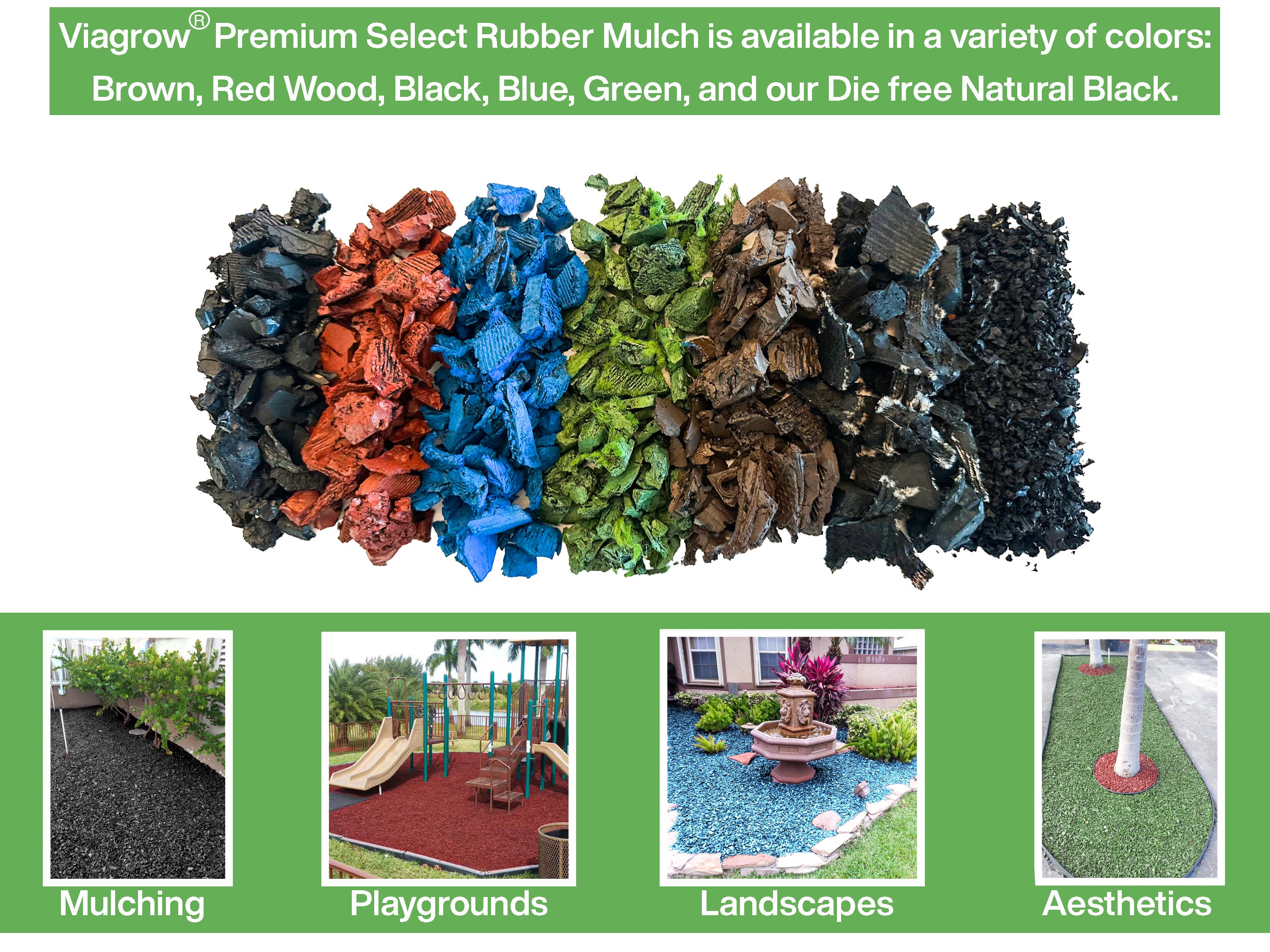 Brown Rubber Playground & Landscape Mulch by Viagrow, 1.5 CF Bag ( 11.2 Gallons / 42.3 Liters)