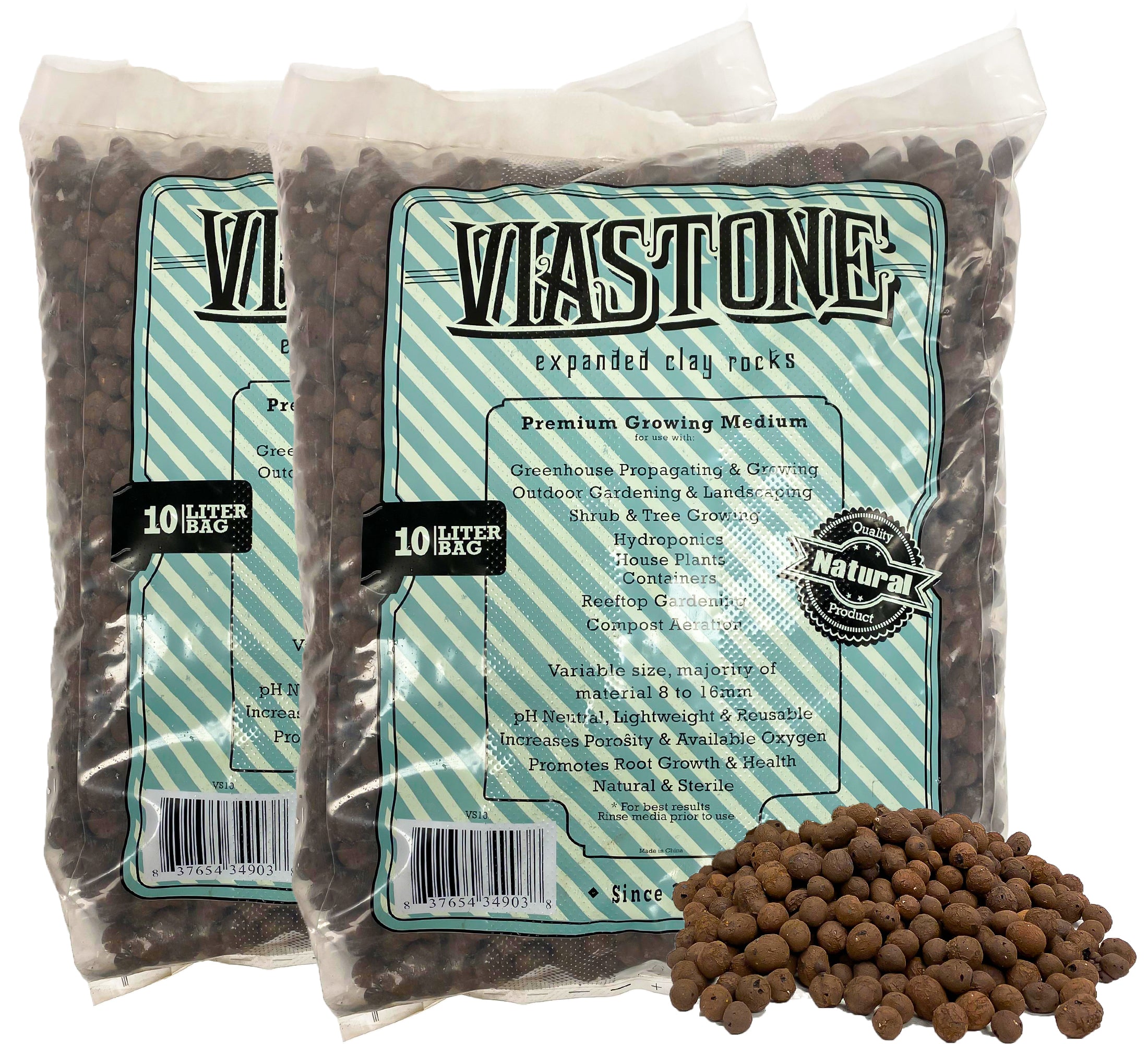 Viastone 10L Expanded Clay Rocks, Grow Rocks, Round