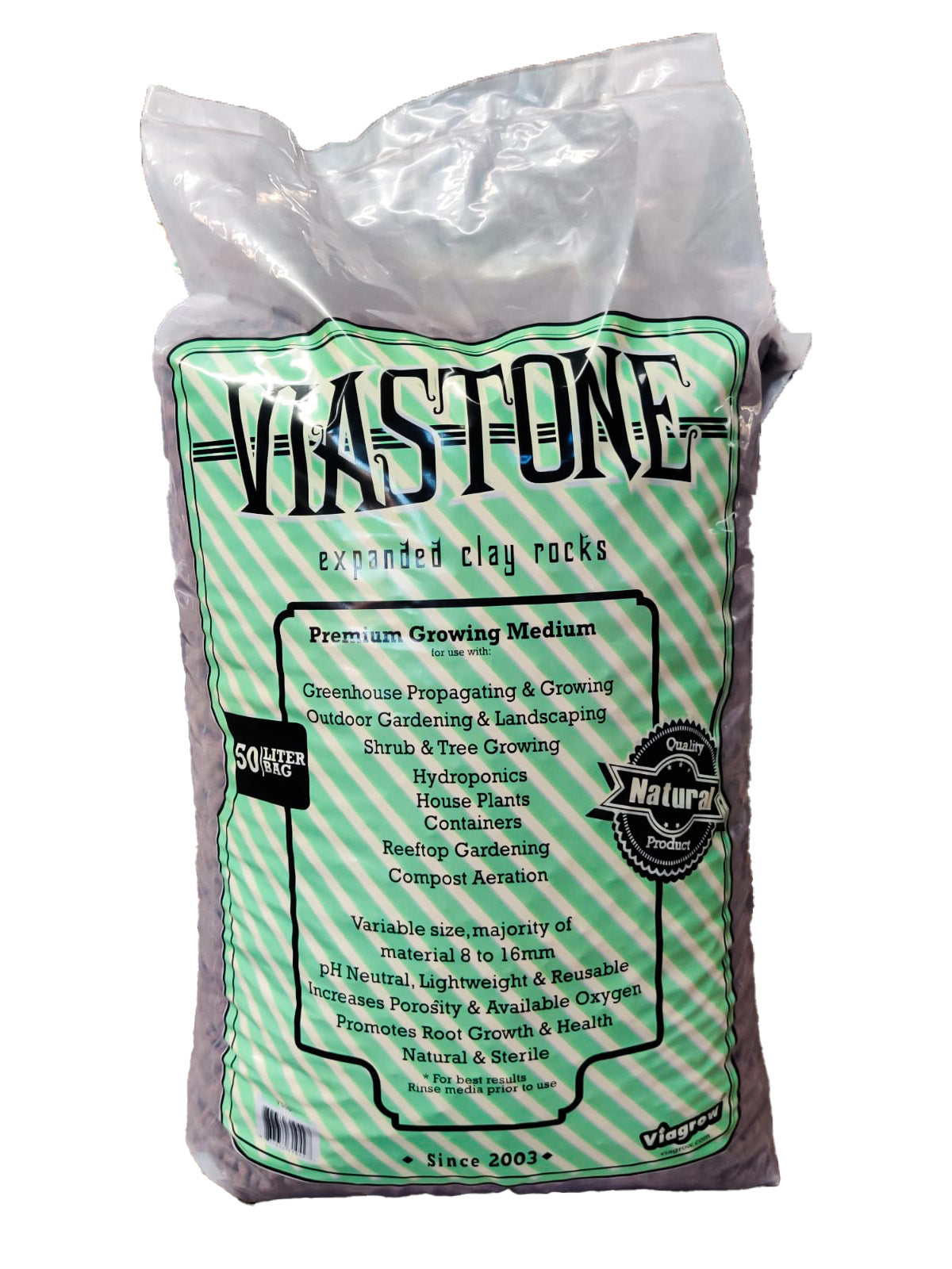 Viastone 50L Expanded Clay Pebbles Irregular Grow Rocks Hydroponic Growing Medium (Packs)