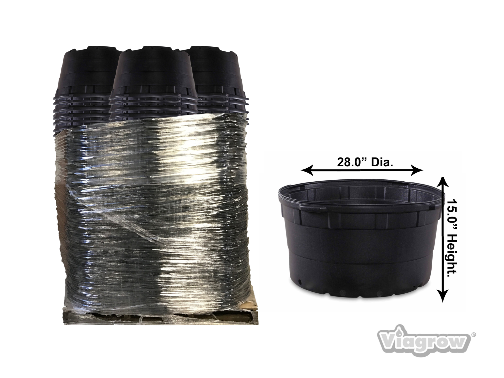 Viagrow 35 gal. 28 in. L x 15 in. W Black Indoor/Outdoor Plastic Nursery Pot 55-Pallet