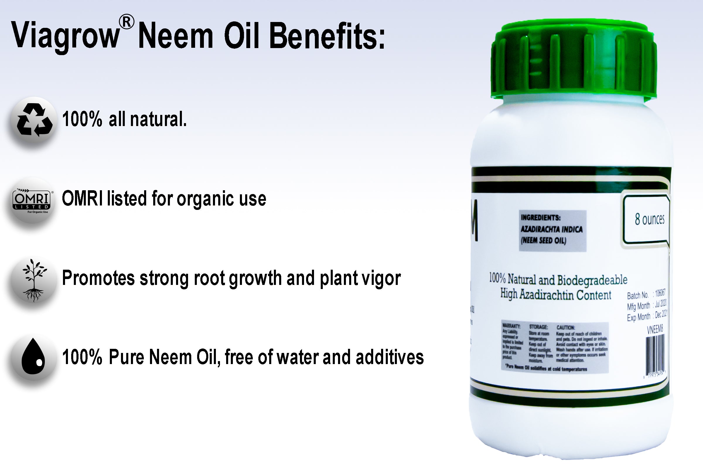 Viagrow 8oz Cold Pressed Neem Oil Seed Extract (Case of 40)