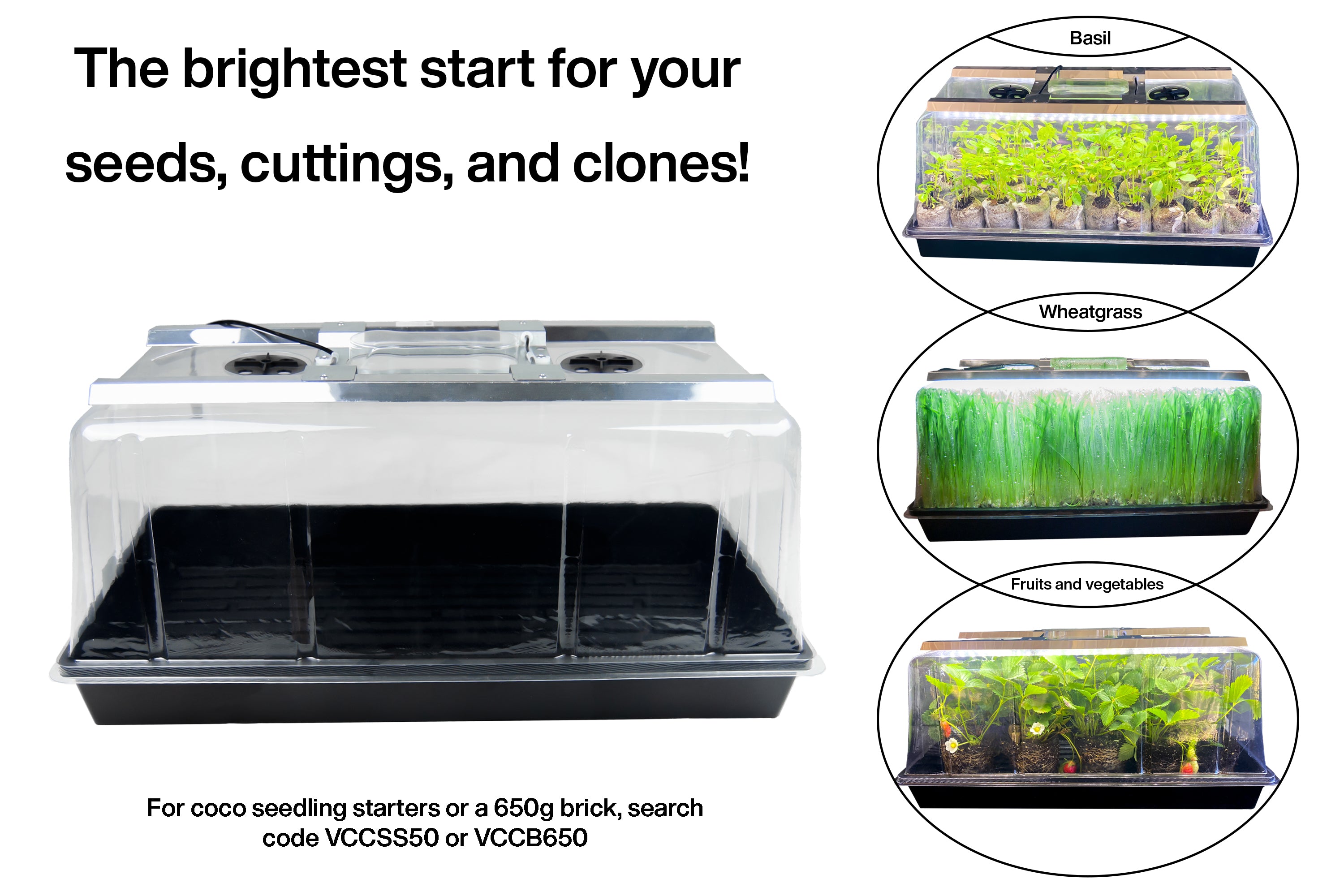 Viagrow Seedling Station Kit with LED Grow Light, Propagation Dome 4x Durable Propagation Tray