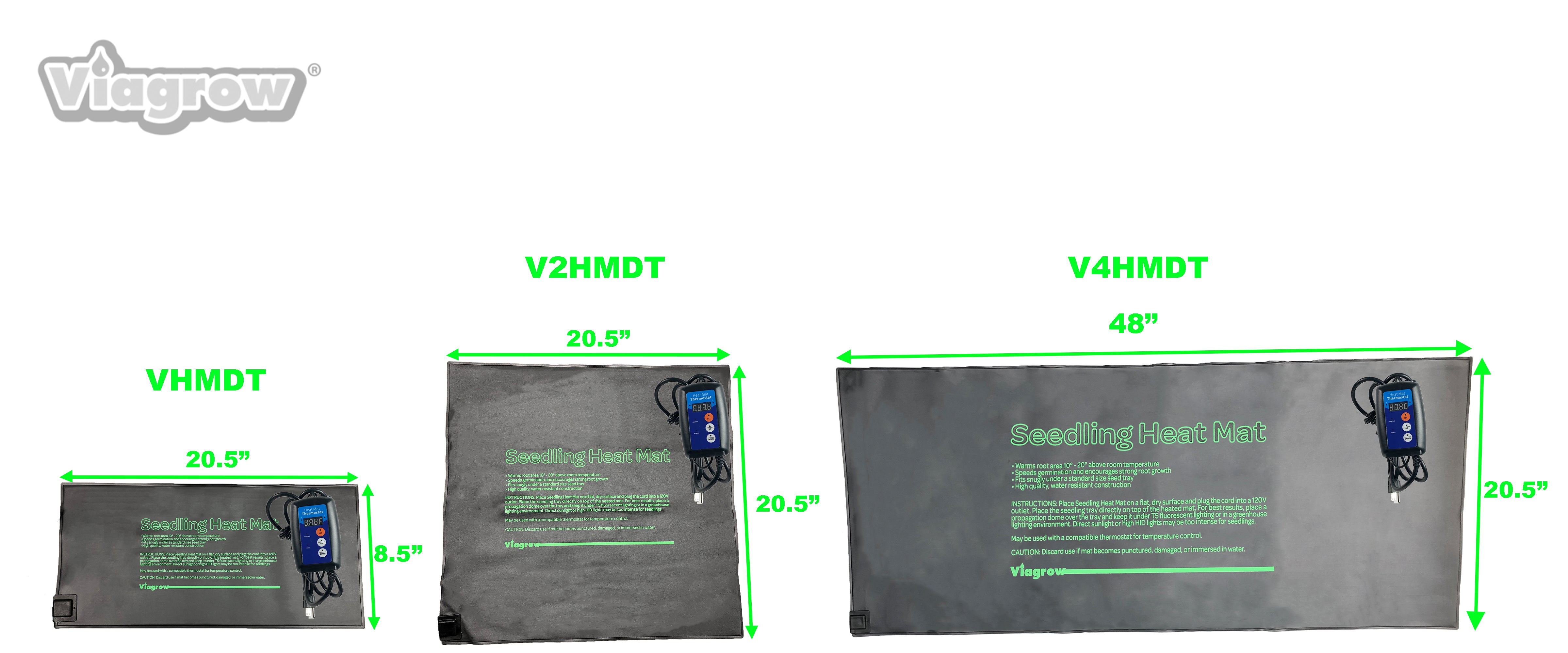 Viagrow Quad Tray, MET Standard Heat Mat and Thermostat, 48”20”