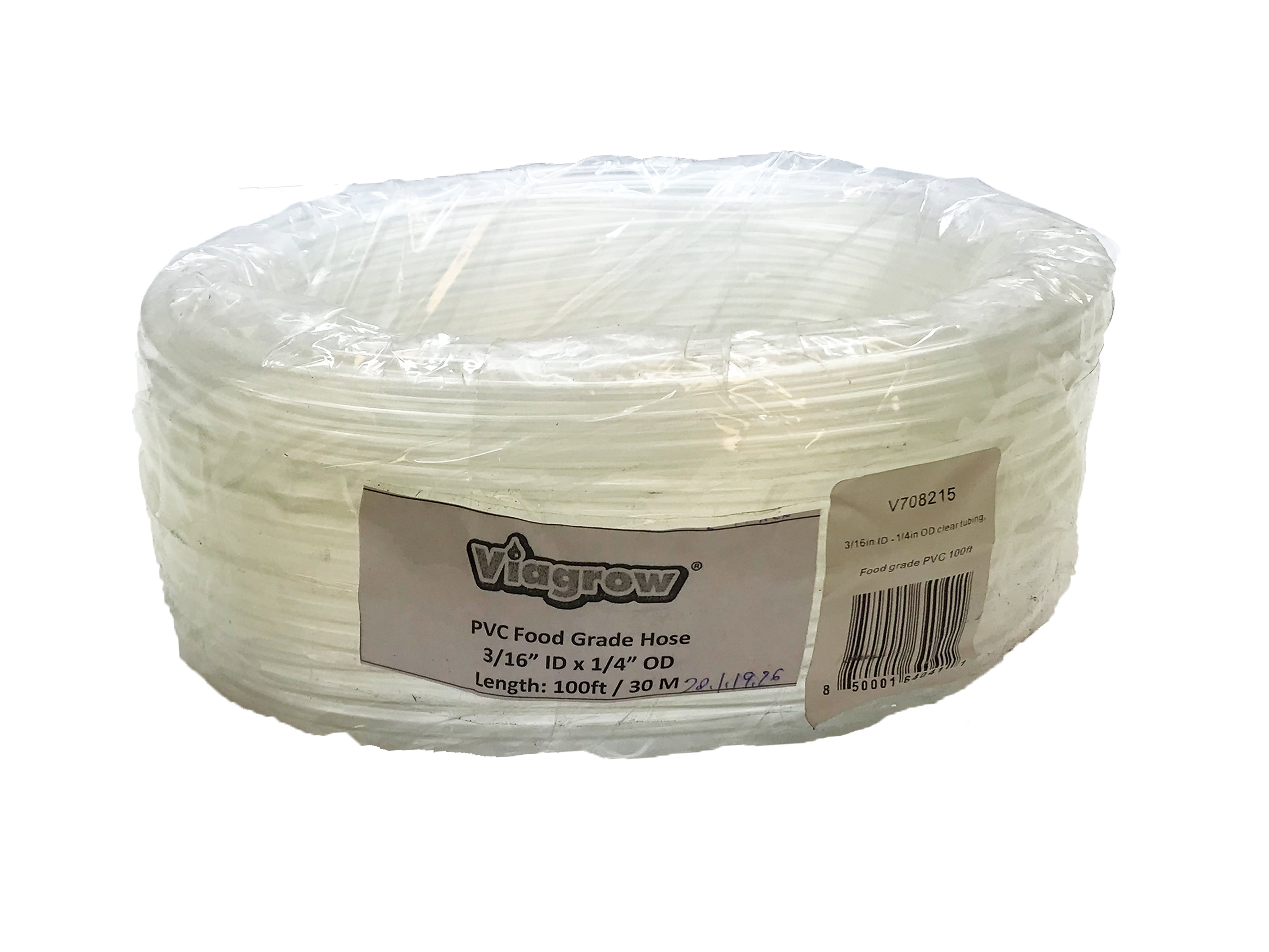 Viagrow Vinyl Irrigation Tubing (100ft, 3/16in ID-1/4in OD), Clear