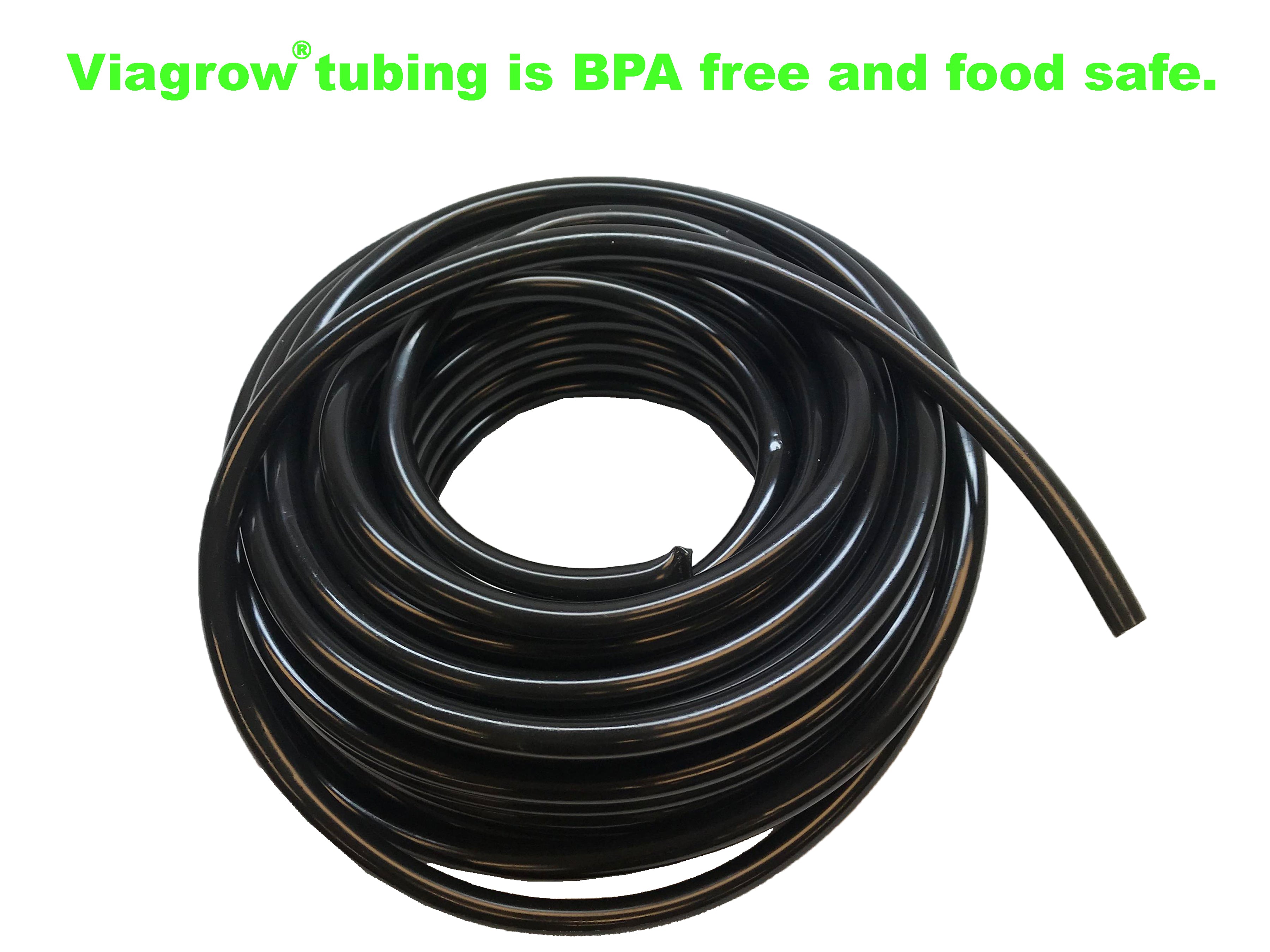 Viagrow Vinyl Multi-Purpose Irrigation Tubing (100ft, 1/2 ID-5/8 OD), Black