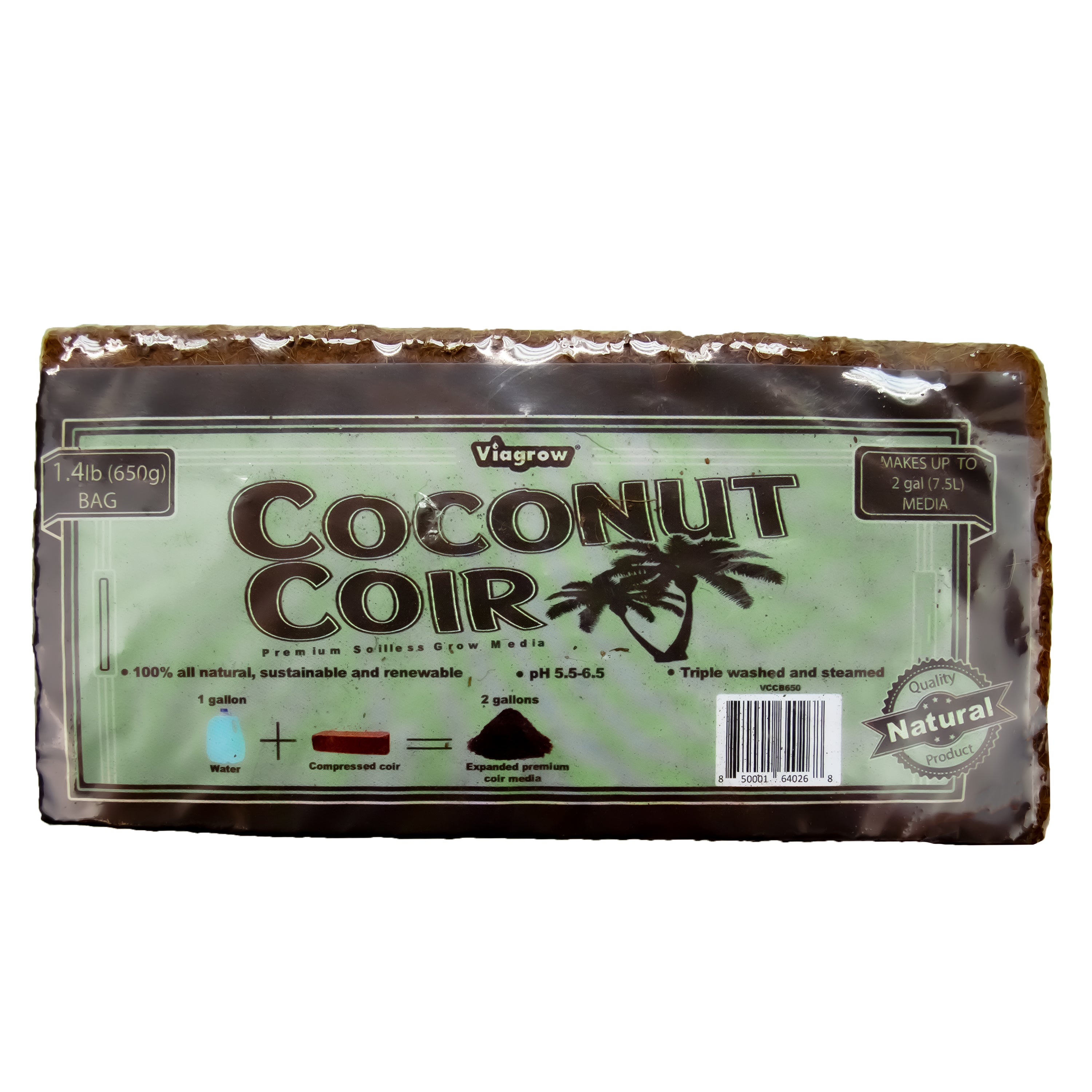 1,4 libras Medio de cultivo de ladrillo de coco de coco sin suelo premium de 650 g (paleta 1.450 unidades)