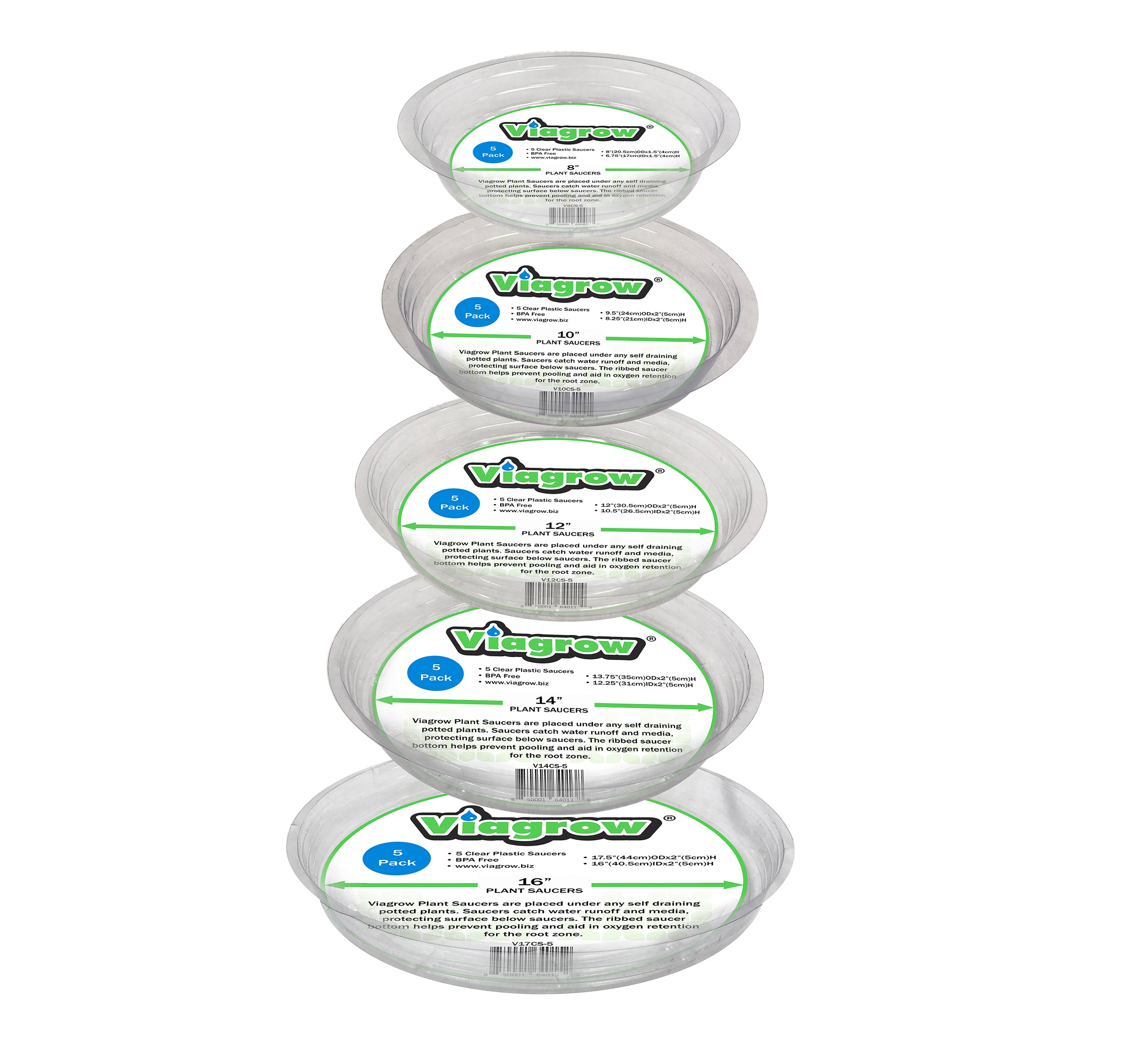 Viagrow Clear Plastic Saucer MultiPack (25 Pack)