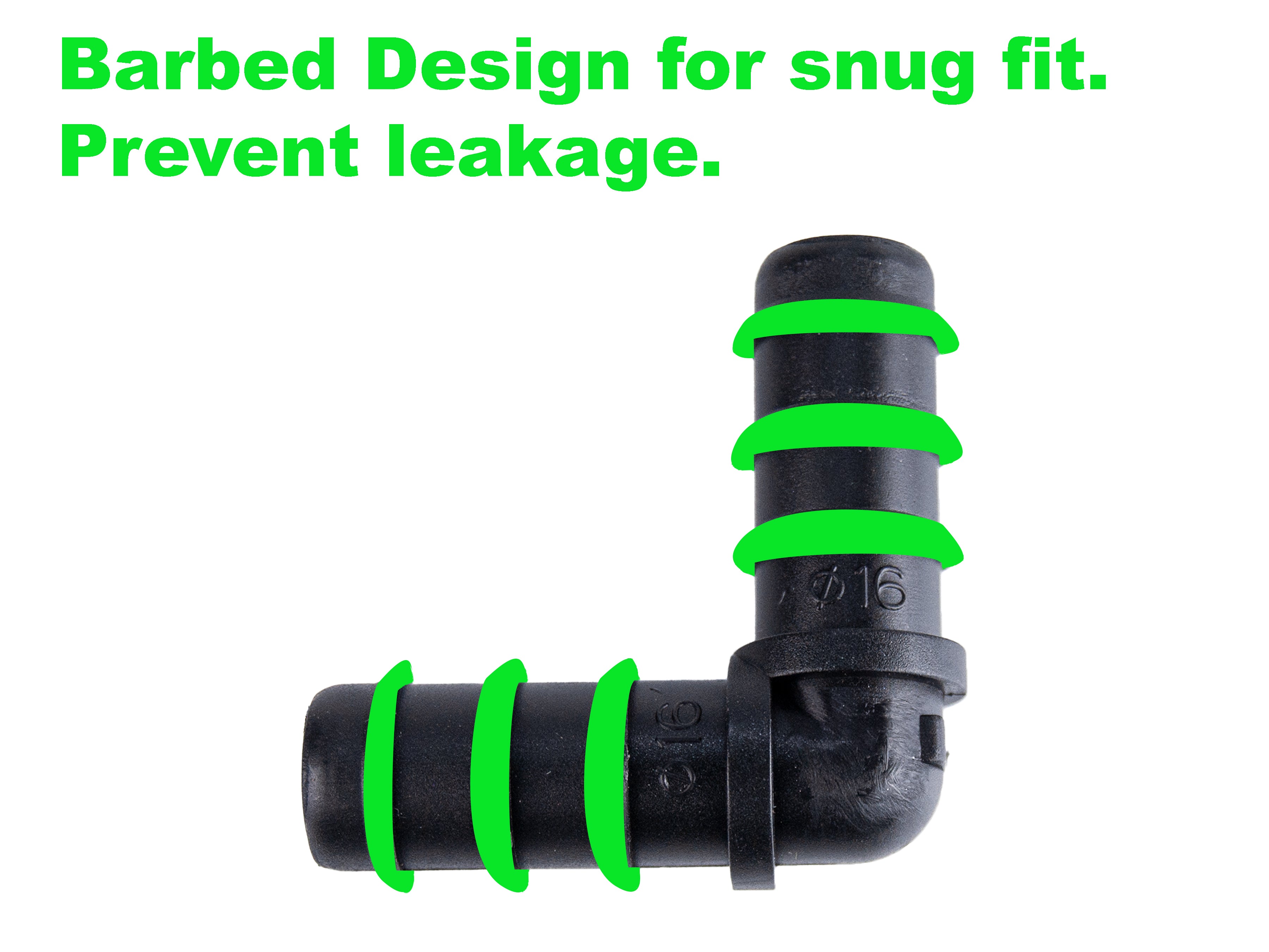 Viagrow 1/2 in. Elbow Barbed Connector Irrigation Fitting, Black, 50 Units Per Pack (Case of 6)