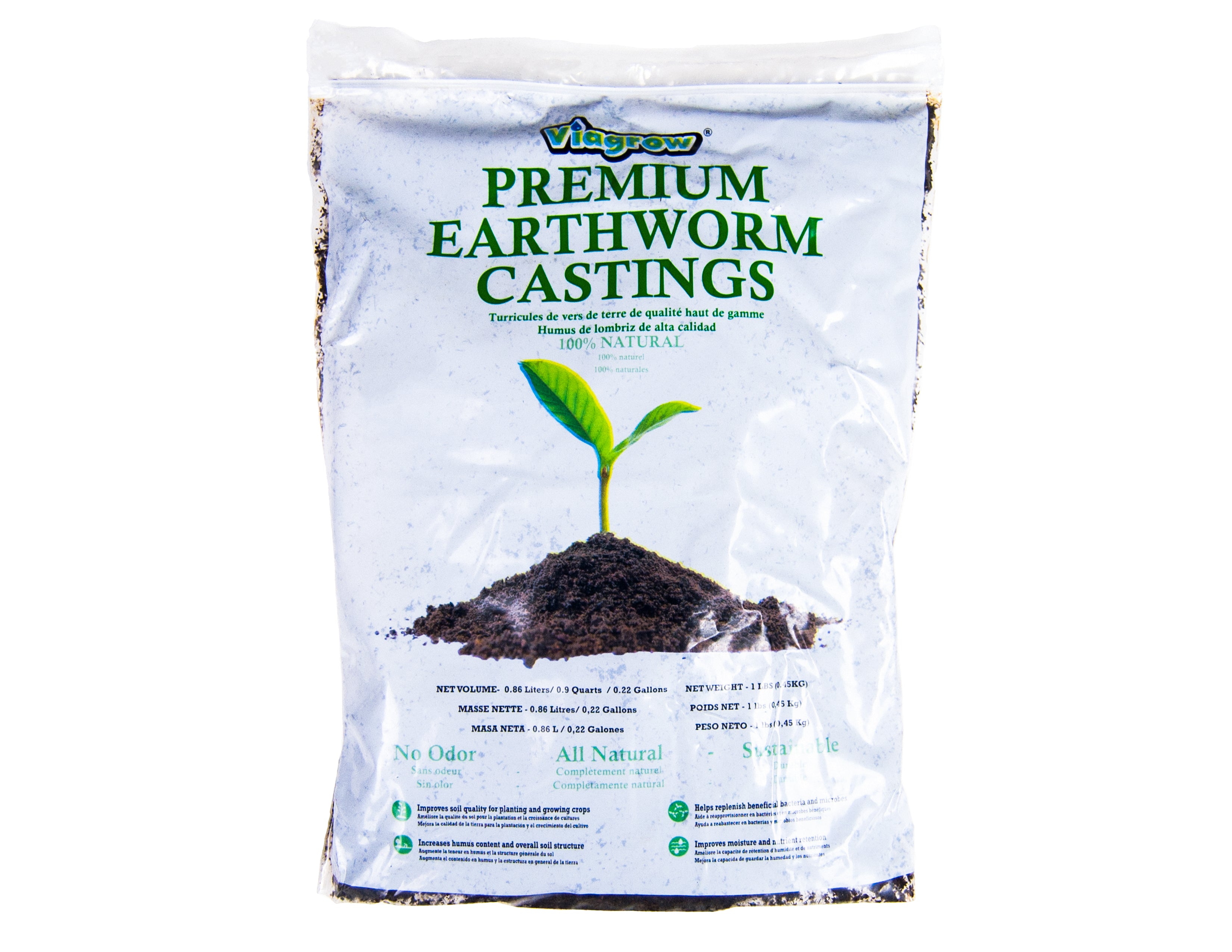 Viagrow 1LB Premium Earthworm Castings, Soil Builder, Soil Amendment