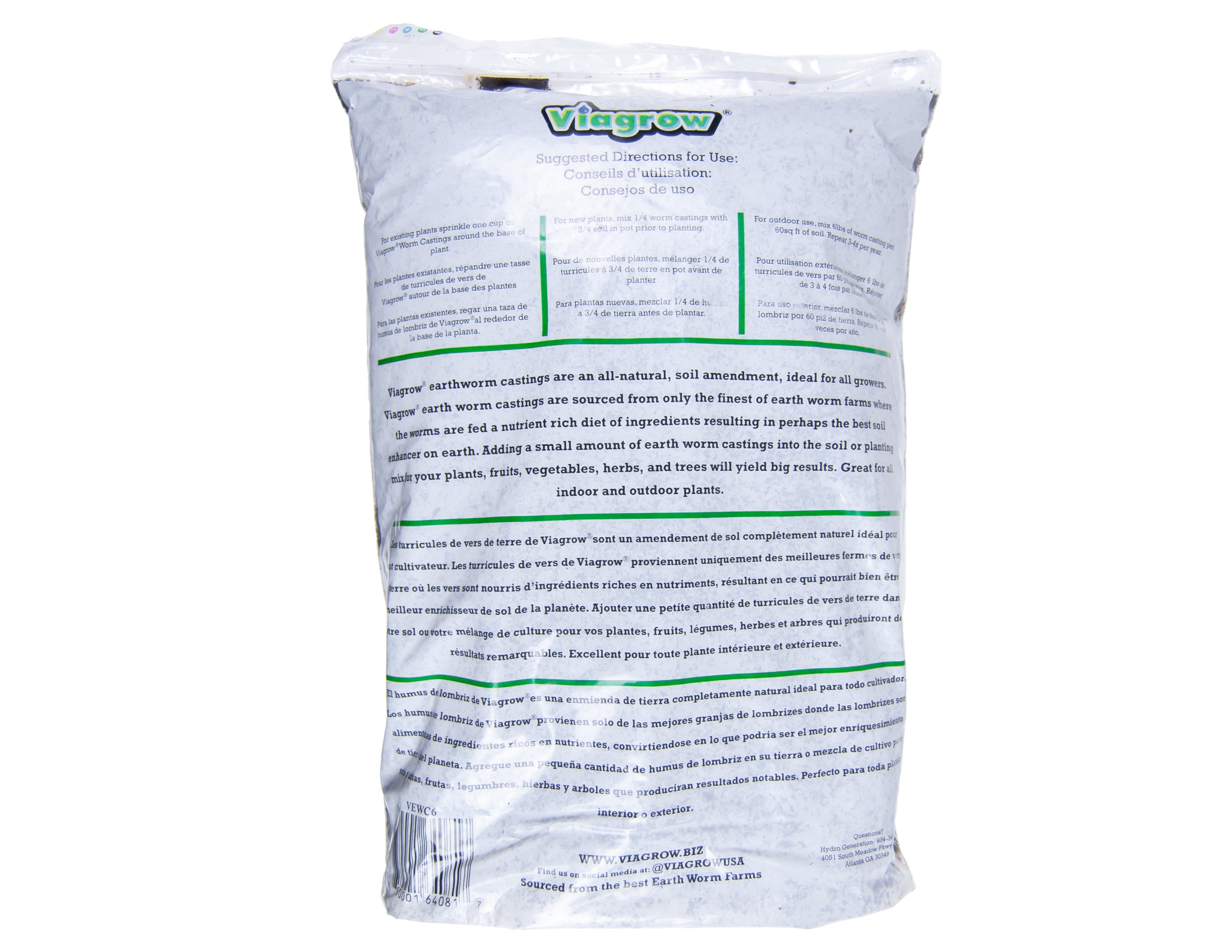 Viagrow 6LBS Premium Earthworm Castings, Soil Builder, Soil Amendment