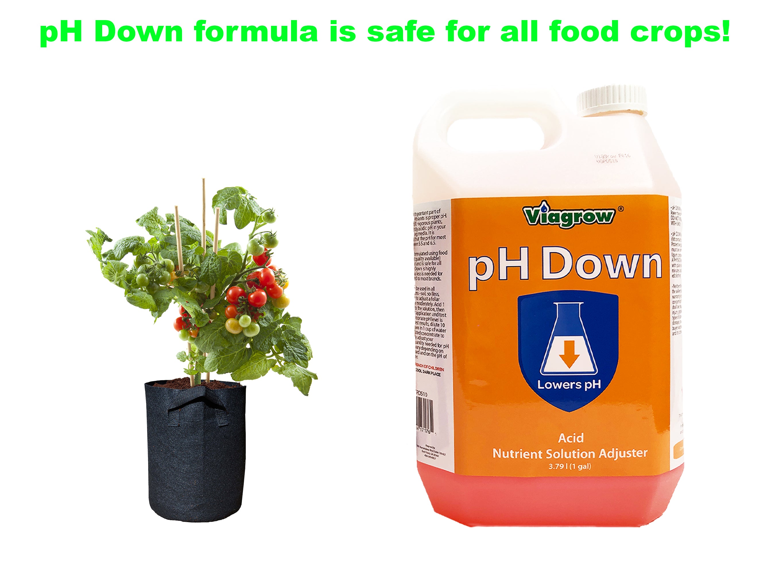 Viagrow VGPD510 Solution d'ajustement des nutriments liquide pH Down, gallon, 6 par caisse