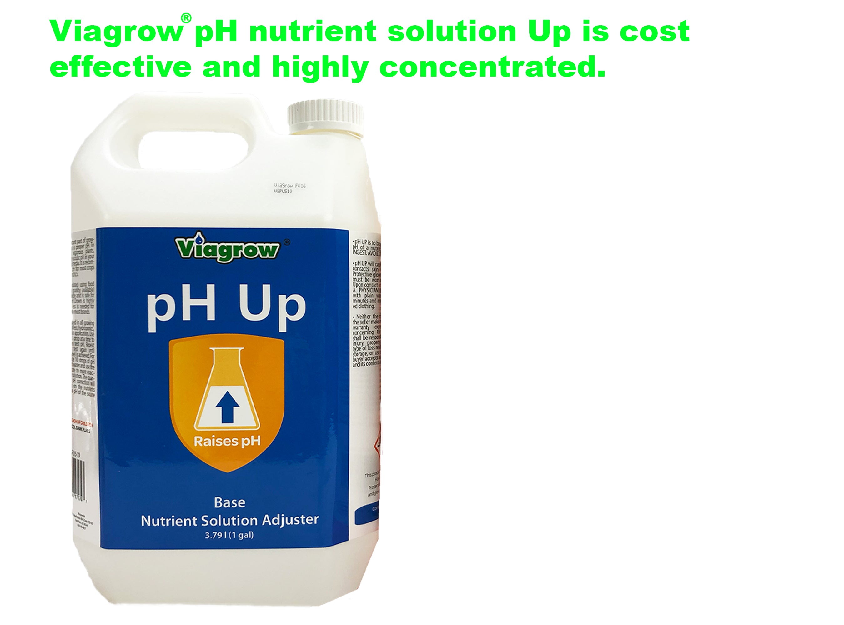 Viagrow 1 Gallon pH Up Liquid Nutrient Adjusting Solution - Base