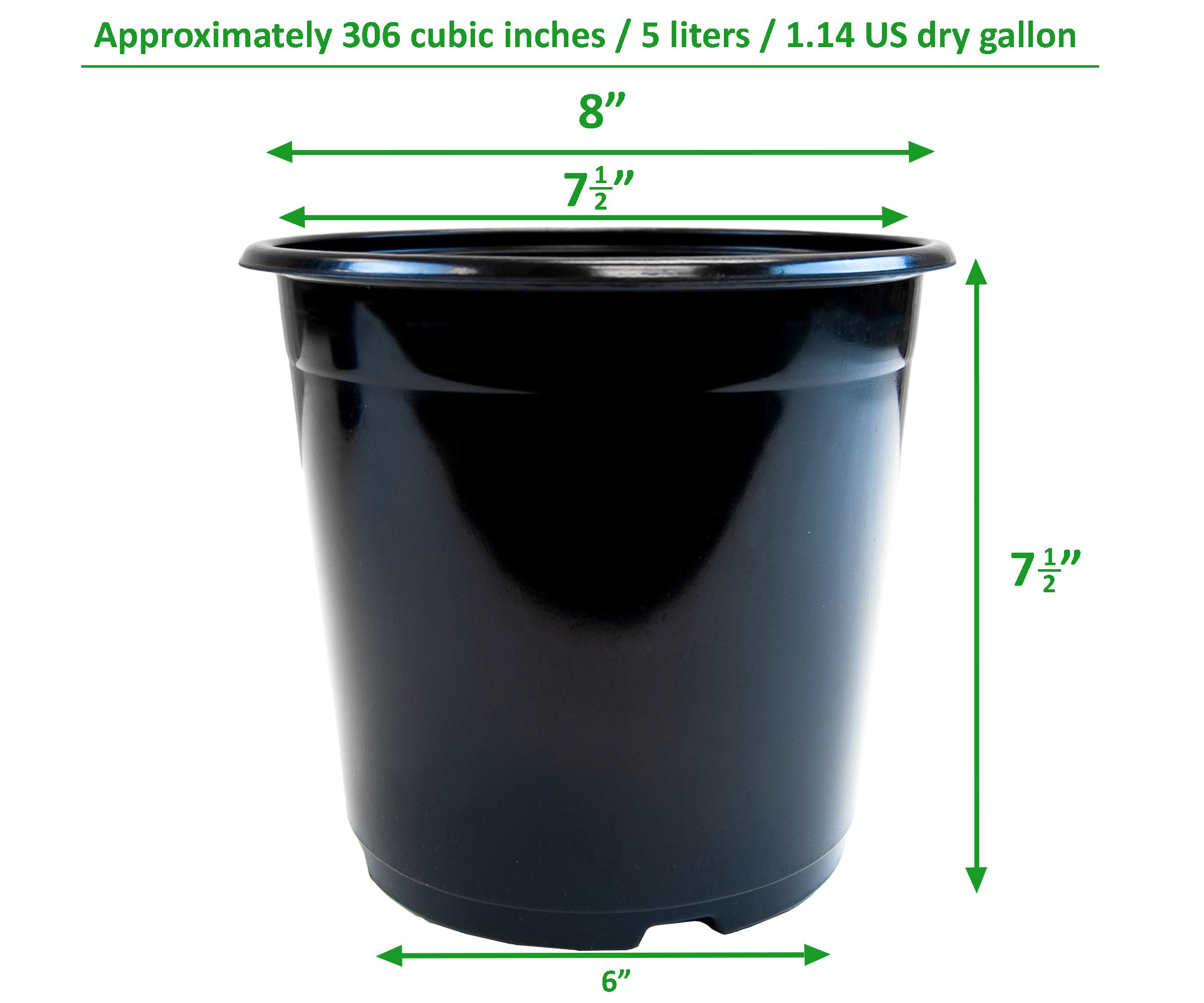 1 gal. Pot de pépinière en plastique noir noir (palette 9 800)