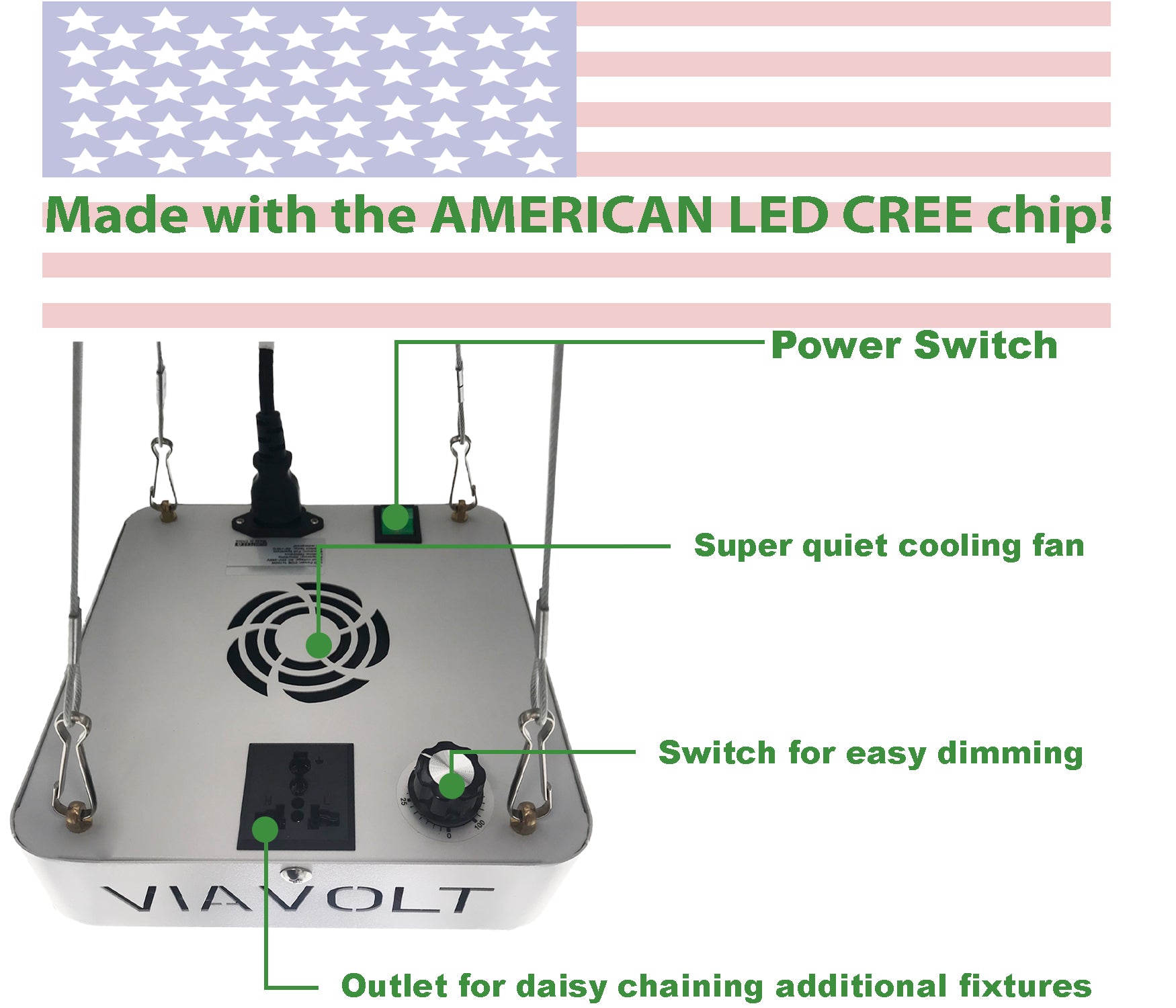 Viavolt 100X LED Grow Light COB with Cree LED Chip and Full Spectrum 6500K / 65w