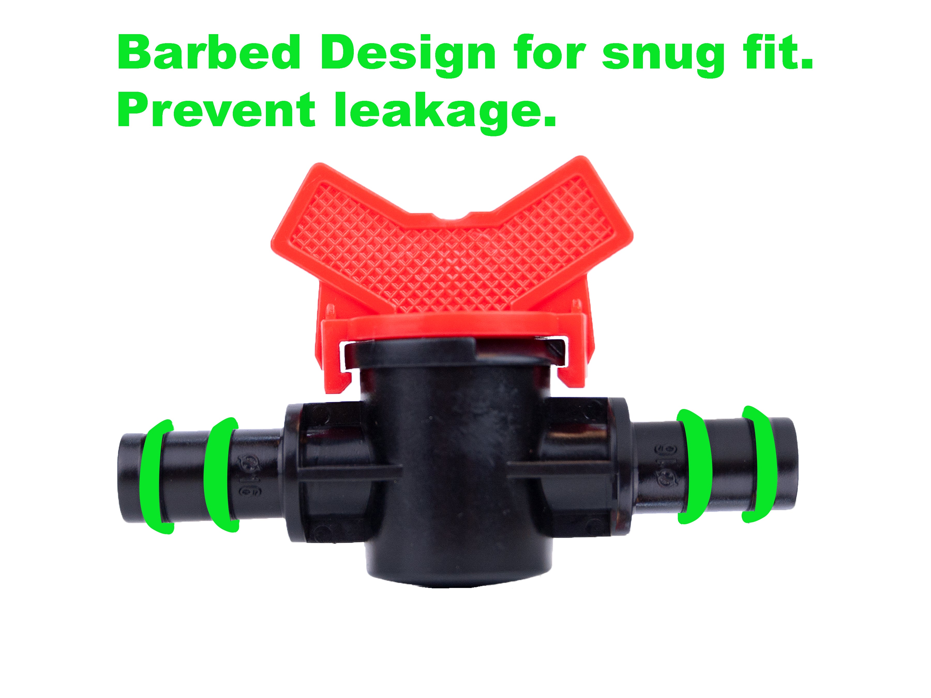 Viagrow Plastic Barbed Shut Off Ball Connector’s Irrigation Fitting for ½ inch, Black, 5 Units Per Pack