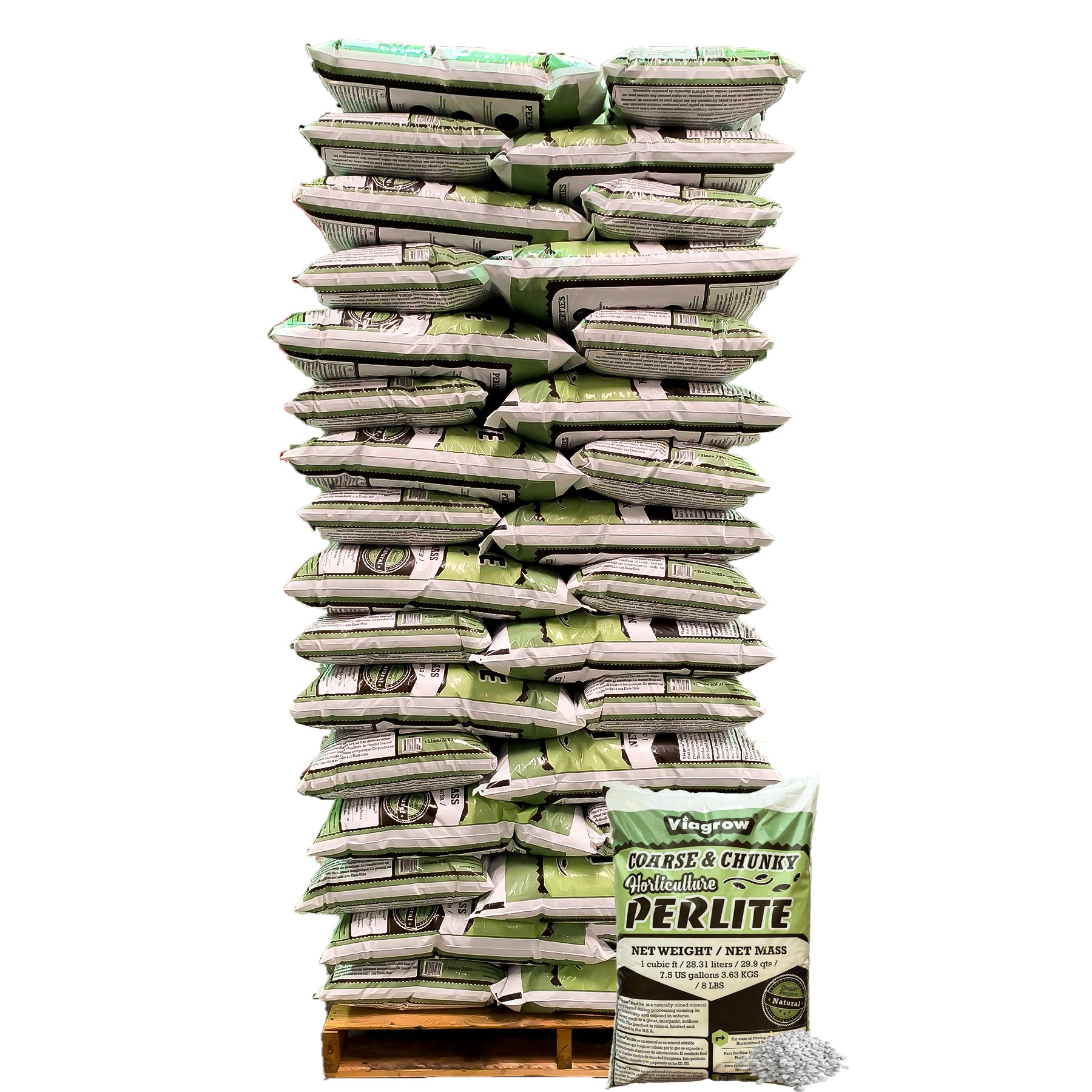 Viagrow Perlite de qualité grossière et épaisse, 80 sacs, 1 pied cube / 29,9 pintes / 28 litres / 7,5 gallons / 3,63 kg