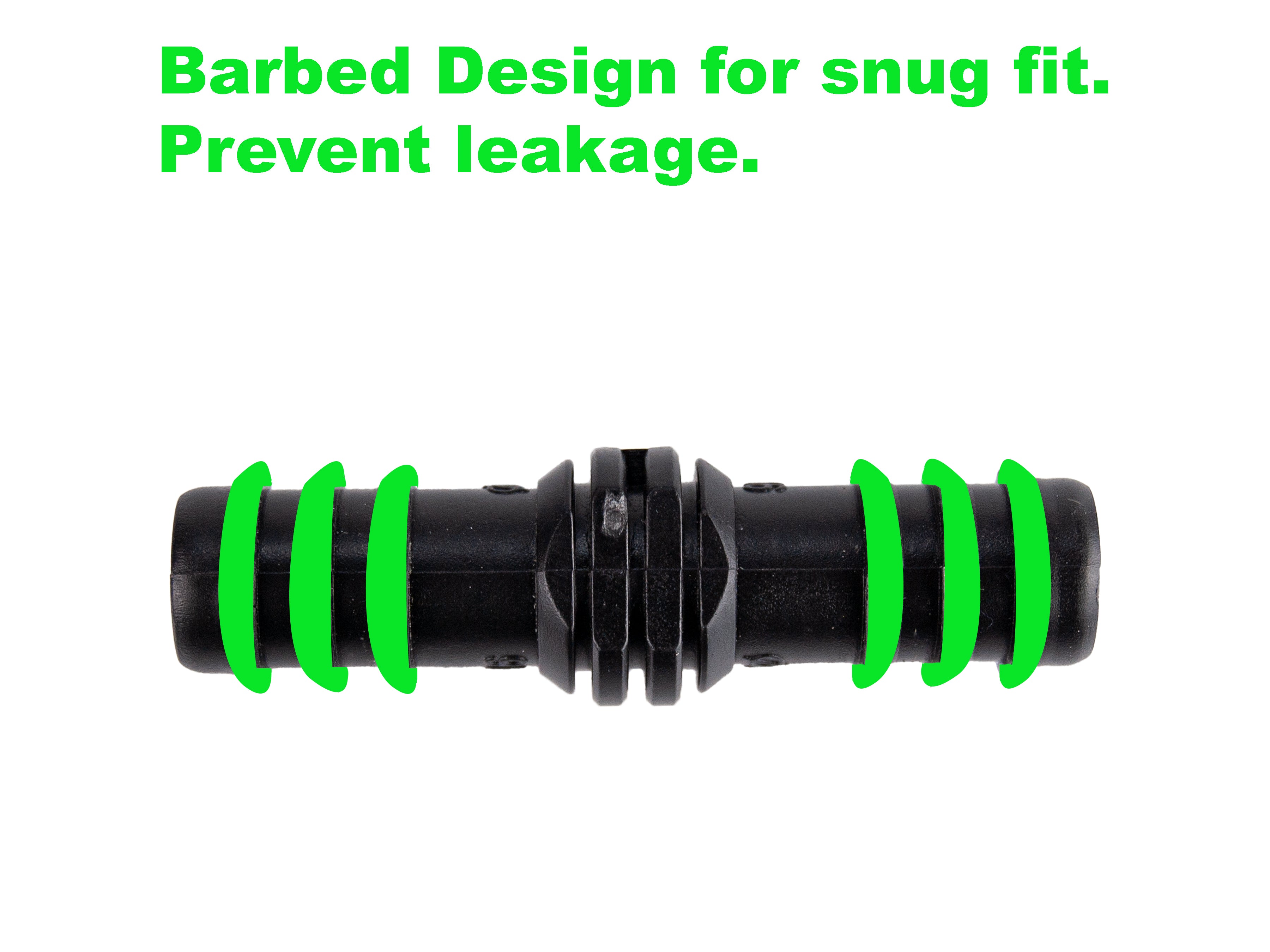 Viagrow Plastic Barbed Straight Connector’s Irrigation Fitting for ½ inch I.D, Black, 50 Units Per Pack (Case of 6)