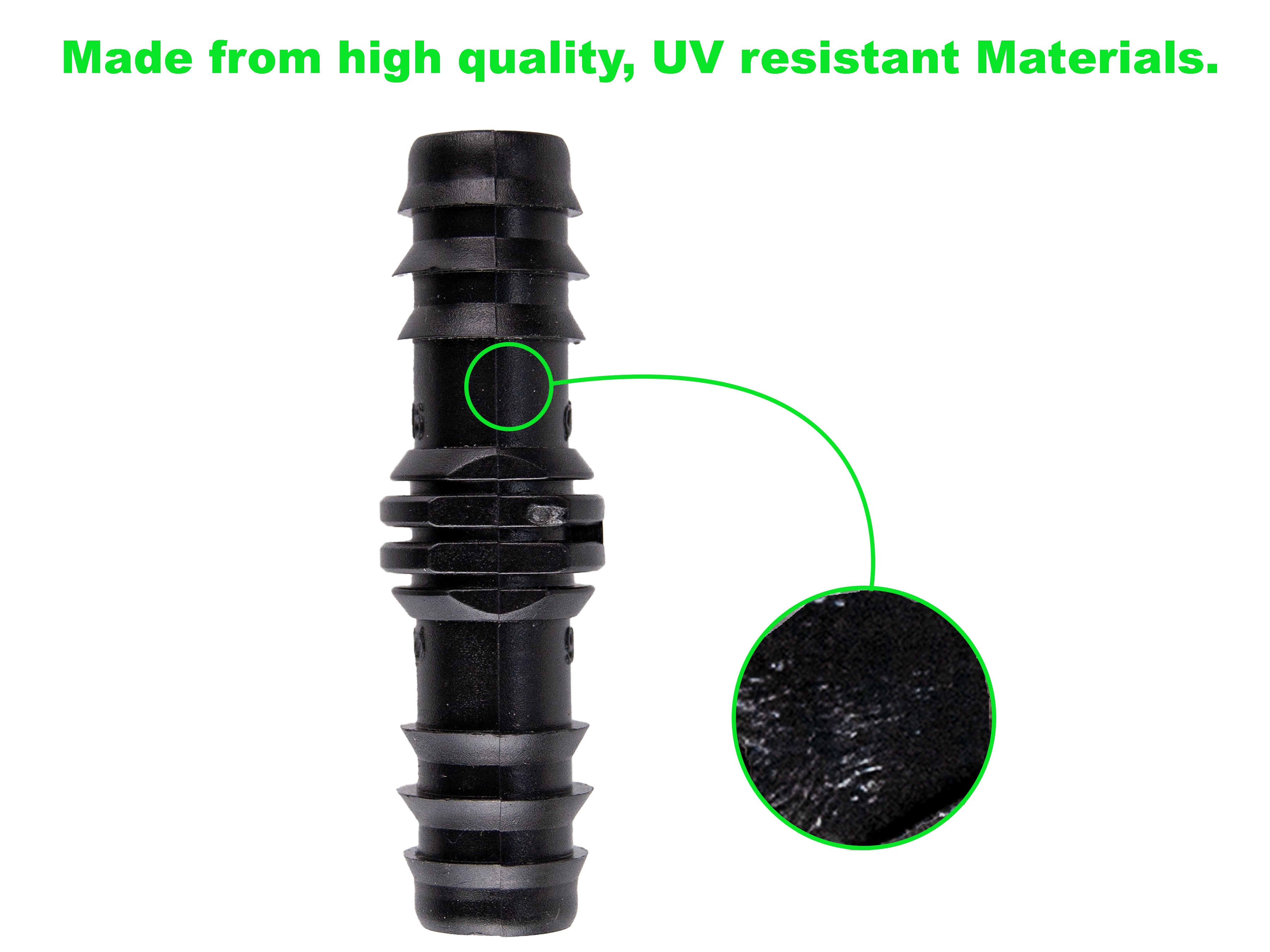 Viagrow Plastic Barbed Straight Connector’s Irrigation Fitting for ½ inch I.D, Black, 50 Units Per Pack (Case of 6)