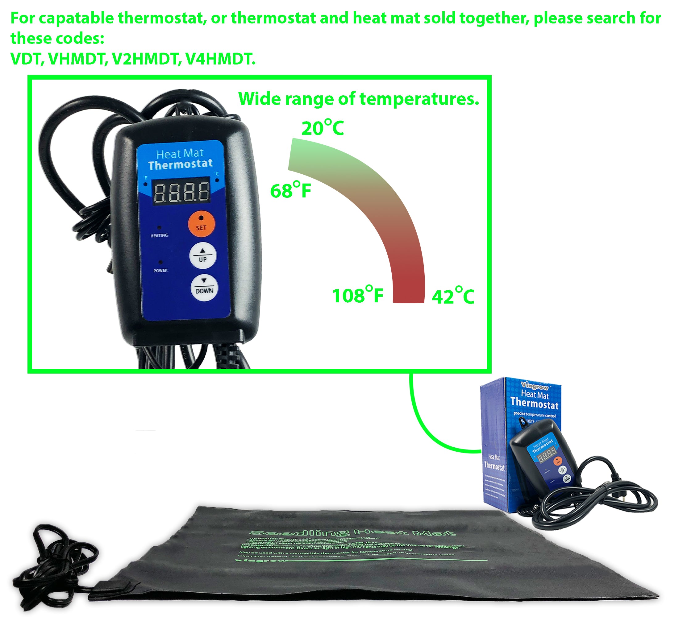 Tapis chauffant pour semis de propagation de semences Viagrow 20,5 po x 8,5 po (25 unités)