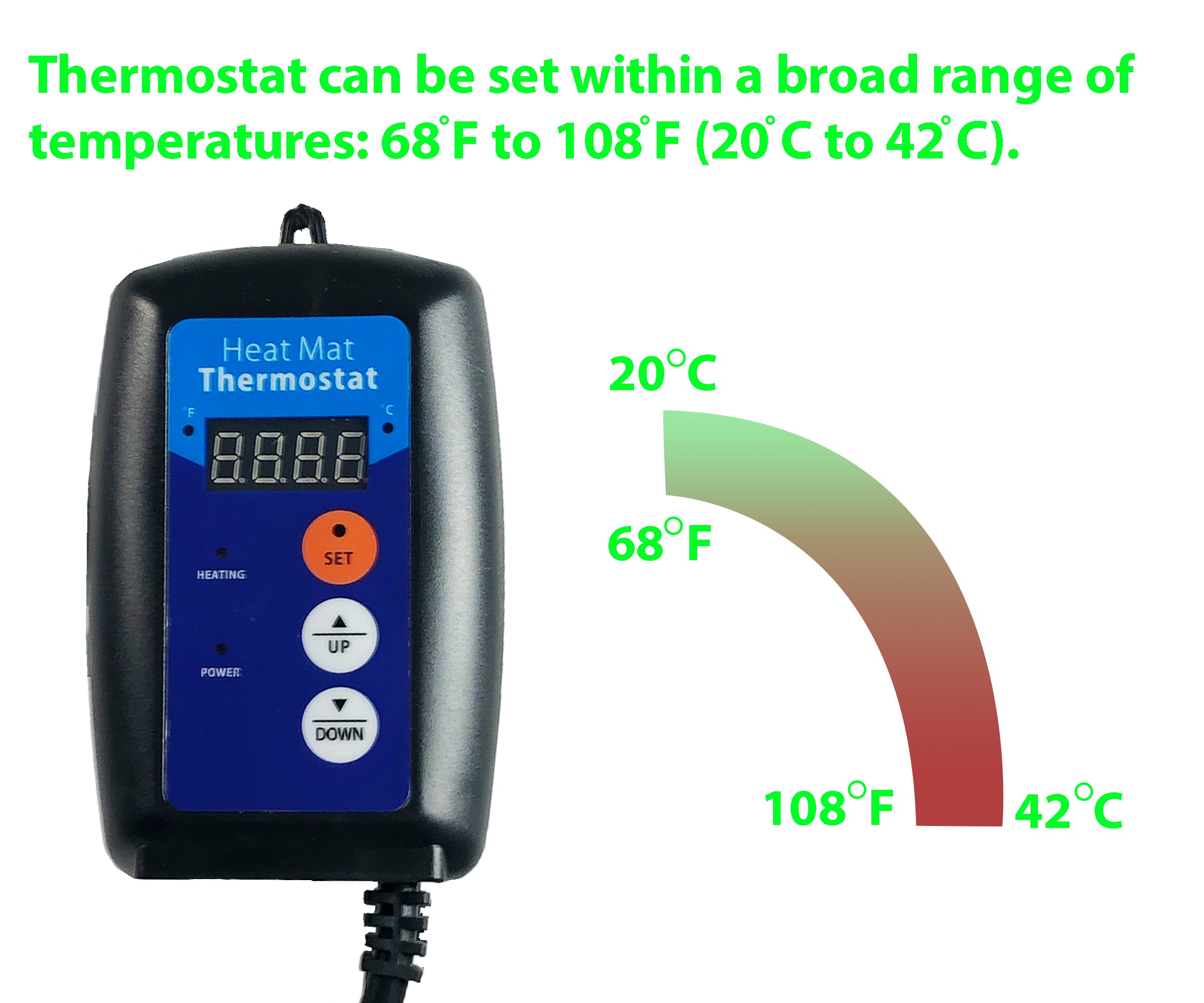 Viagrow Single Propagation Kit with MET Standard Heat Mat, Thermostat, Black