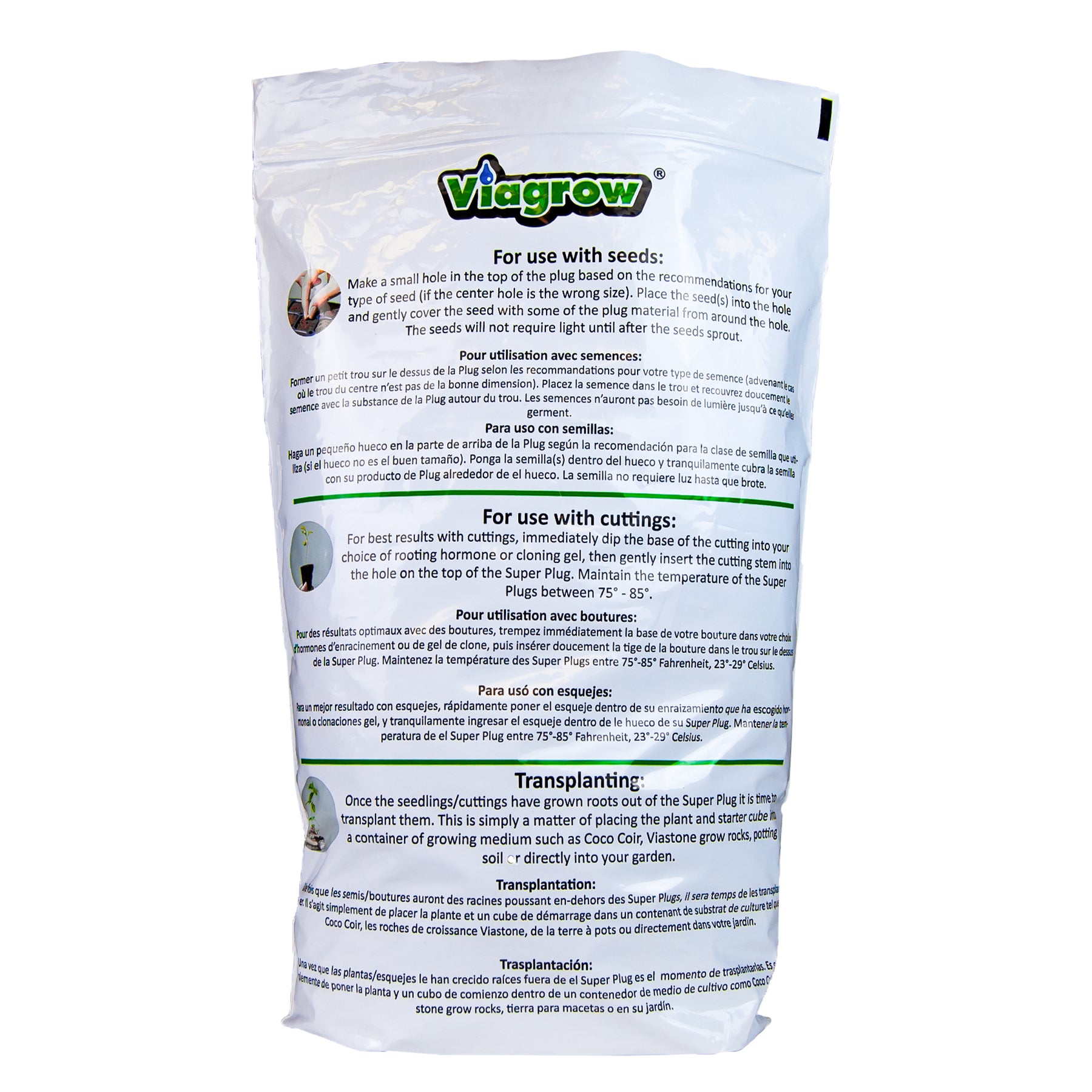 A pack of Viagrow Super Plug Seed Starters, with branding and product information displayed on the front.