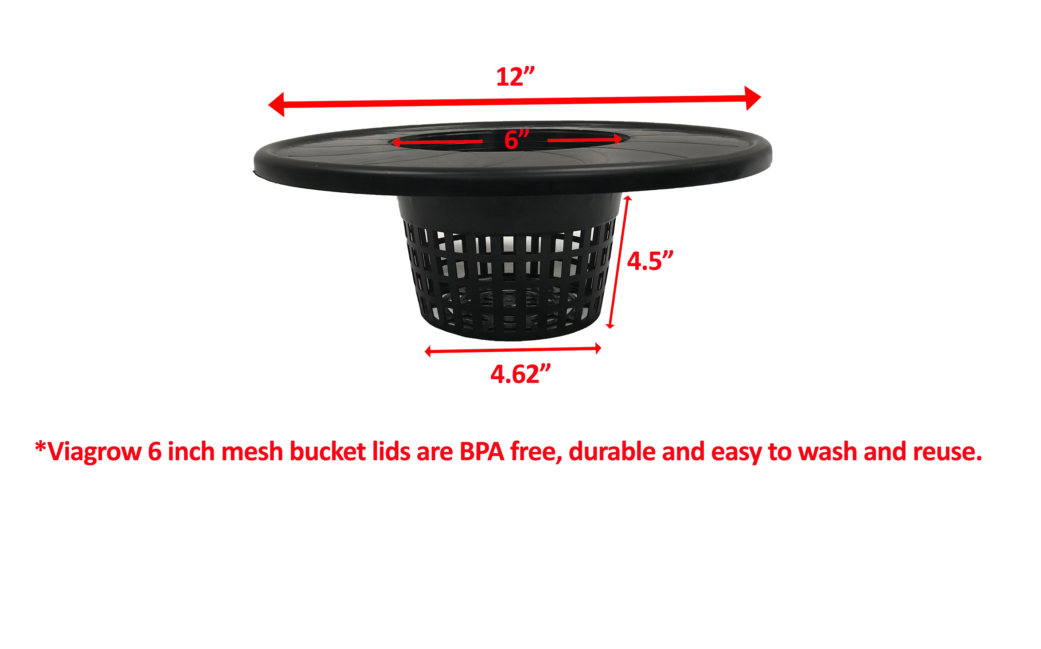 Viagrow 6" Black Mesh Pot Bucket Lid Insert